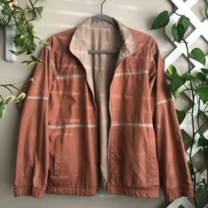 Unisex Reversible Khaki/Coral Light Bomber Jacket